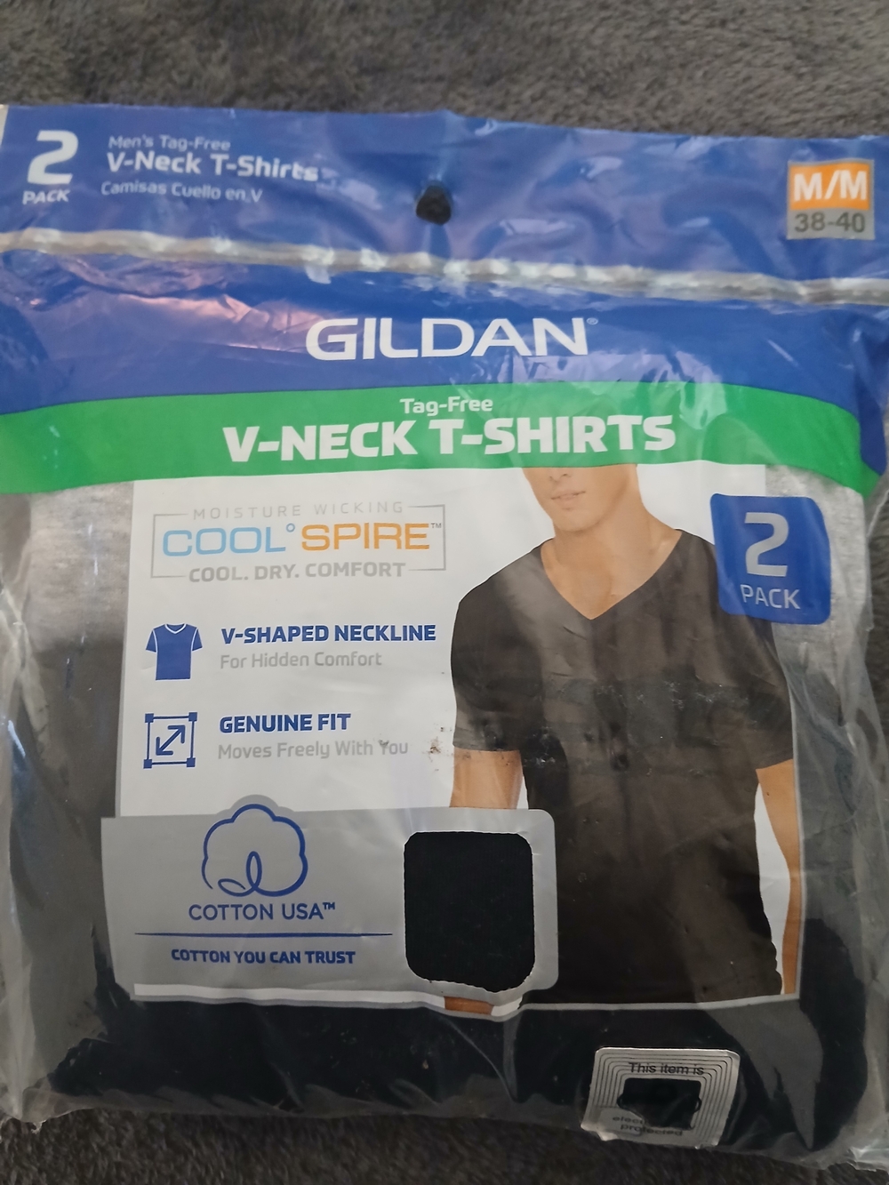 Mens Gildan Black V-Neck T-Shirts - 2 Pack
